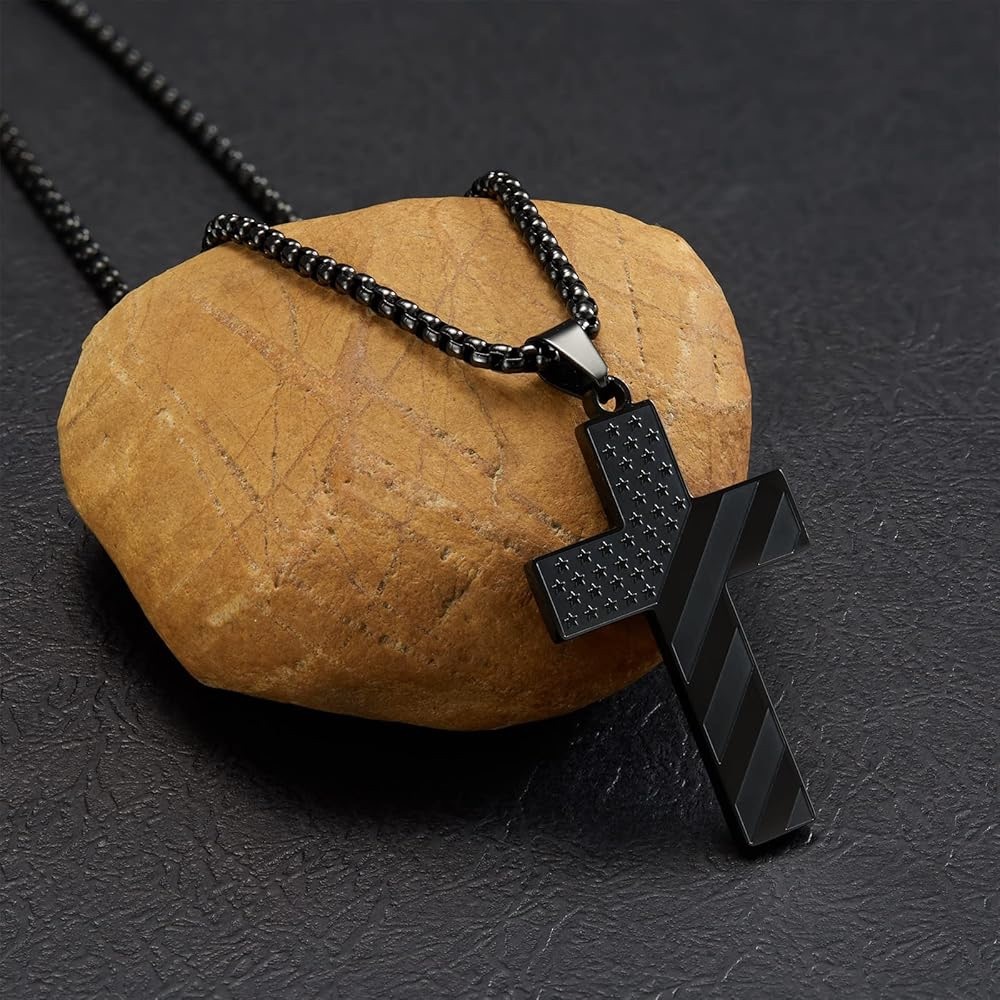 Black Cross Pendant Necklace‎